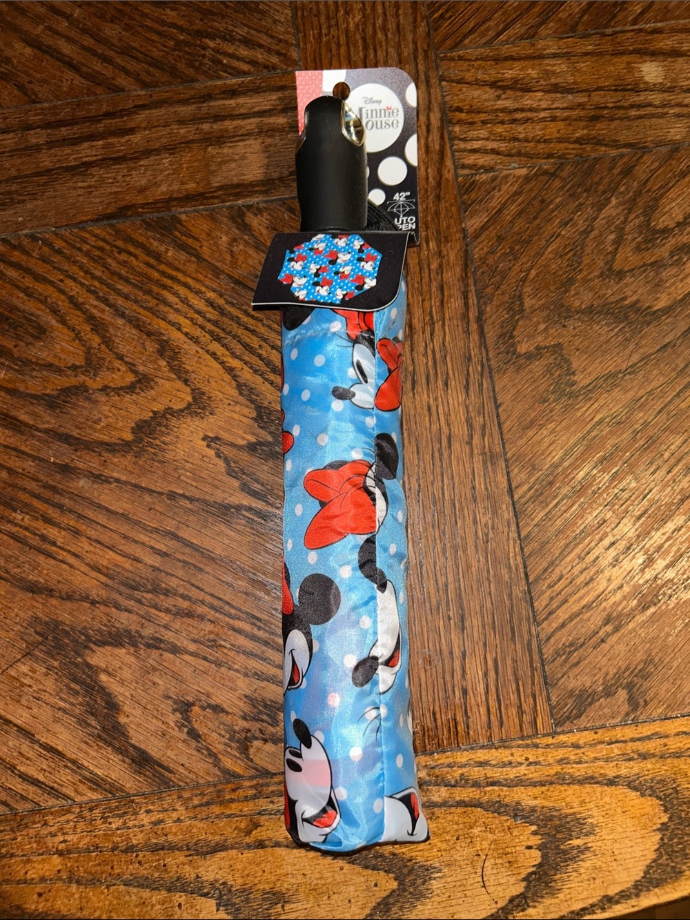 Disney Minnie Mouse Blue and Red Kids Compact Umbrella